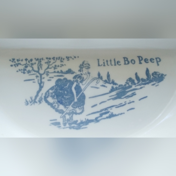 Vintage Little Bo Peep BLUE Divided Child Plate and Cup Set 1950s Vitrock - Picture 6 of 11